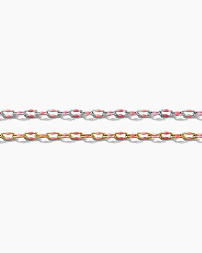 Pink Multi-Colored Enamel Chain, S80 G80