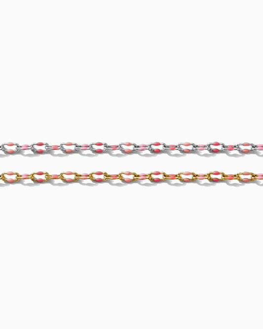 Pink Multi-Colored Enamel Chain, S80 G80
