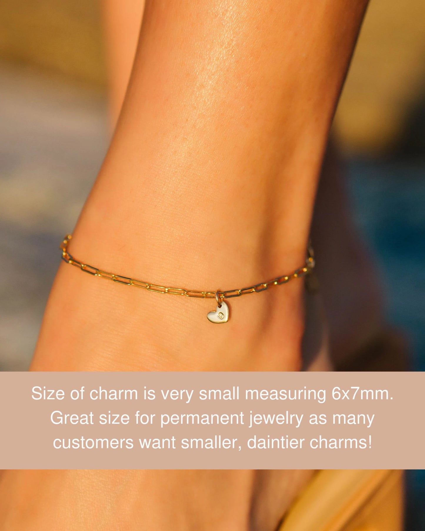 6x7mm Tiny Heart Initial Charm, CH02