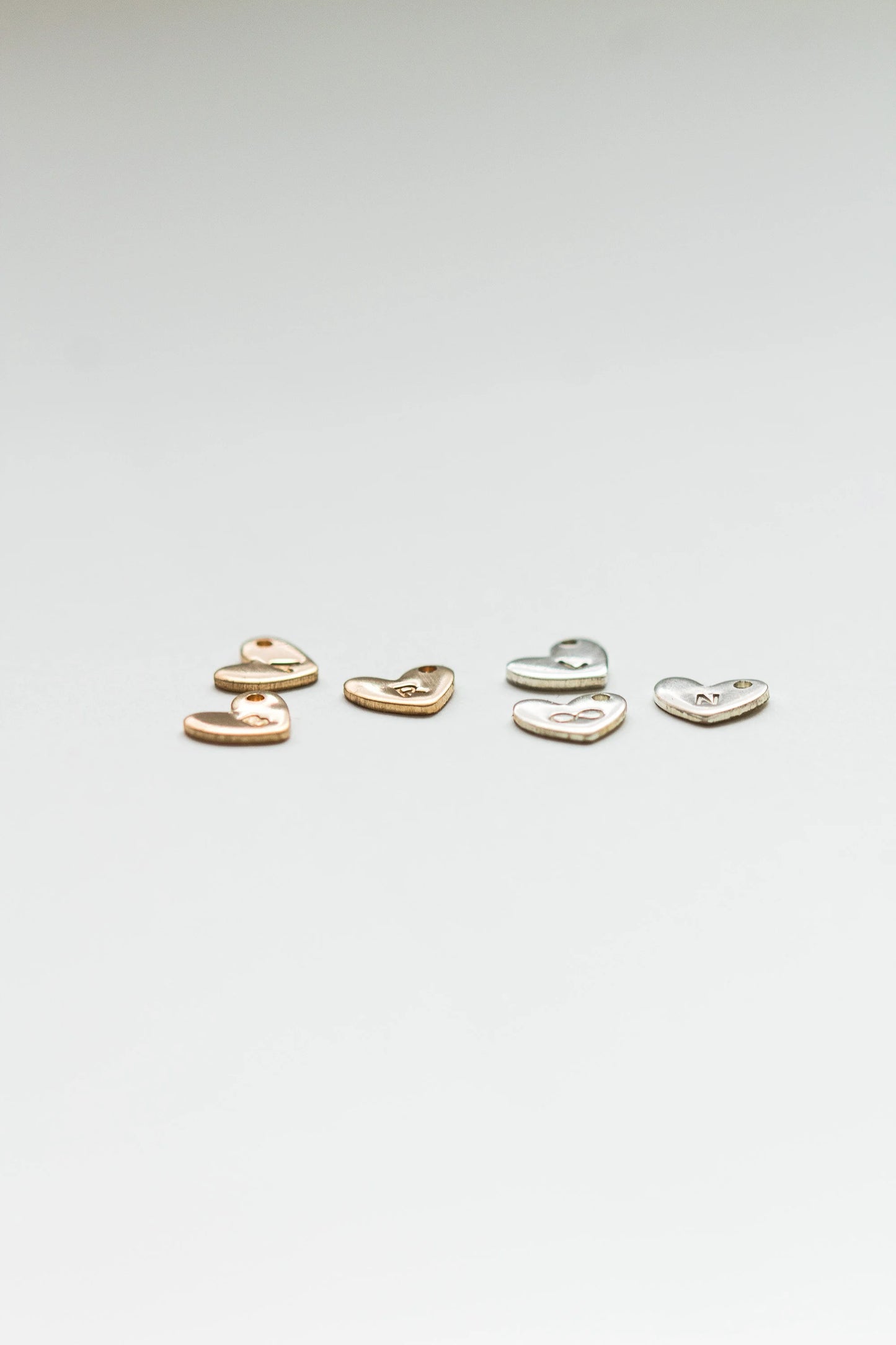 6x7mm Tiny Heart Initial Charm, CH02
