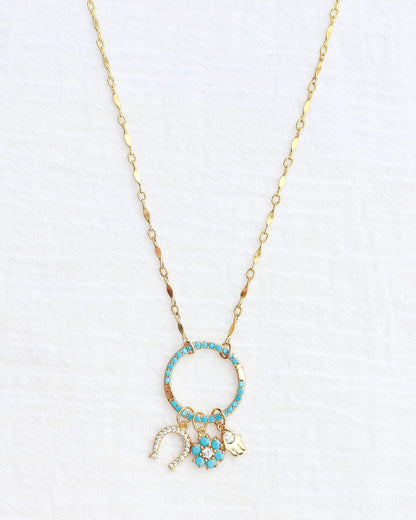 Turquoise Nano Gem Pave Circle Charm Enhancer, F09