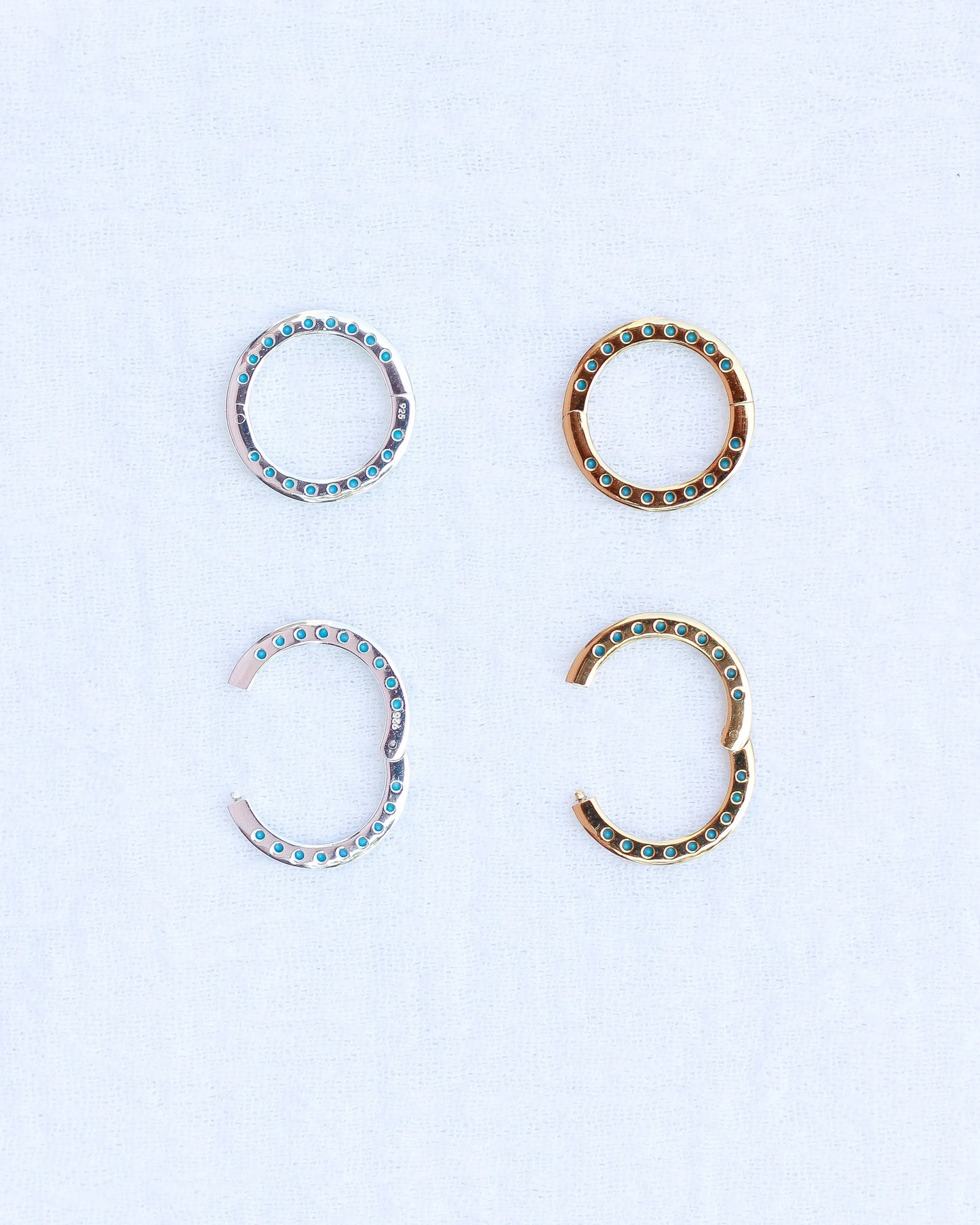 Turquoise Nano Gem Pave Circle Charm Enhancer, F08