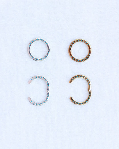 Turquoise Nano Gem Pave Circle Charm Enhancer, F08