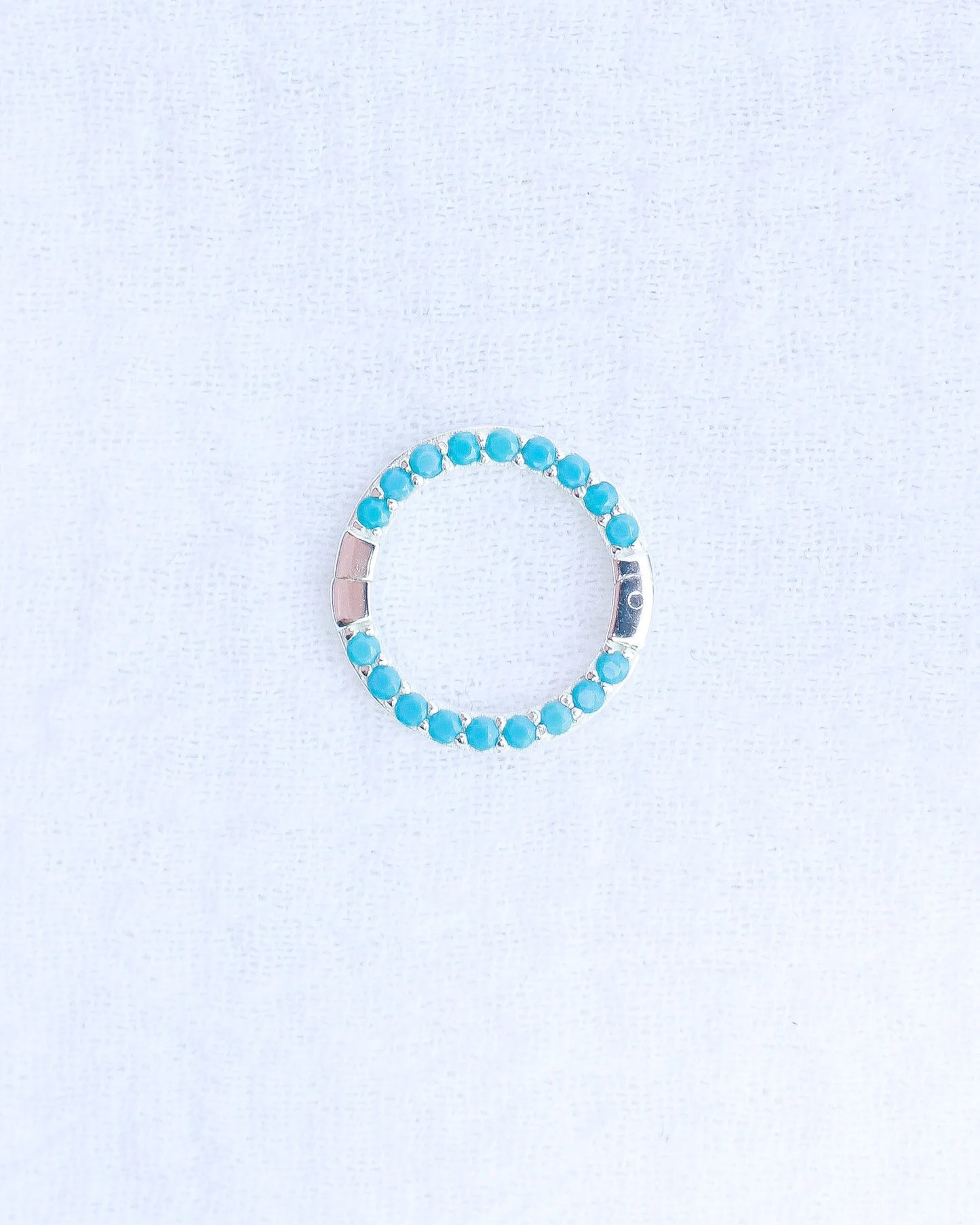 Turquoise Nano Gem Pave Circle Charm Enhancer, F08