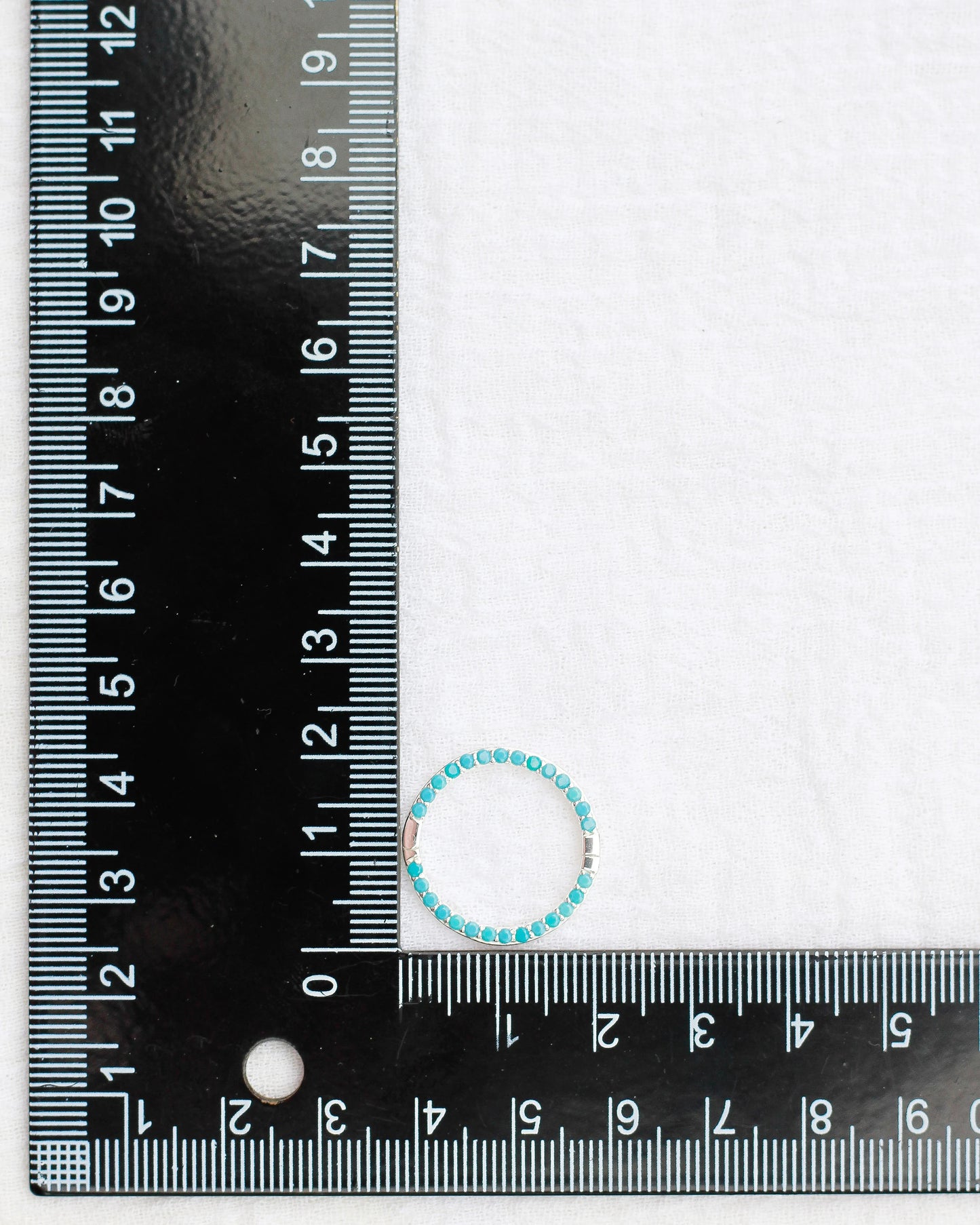 Turquoise Nano Gem Pave Circle Charm Enhancer, F09