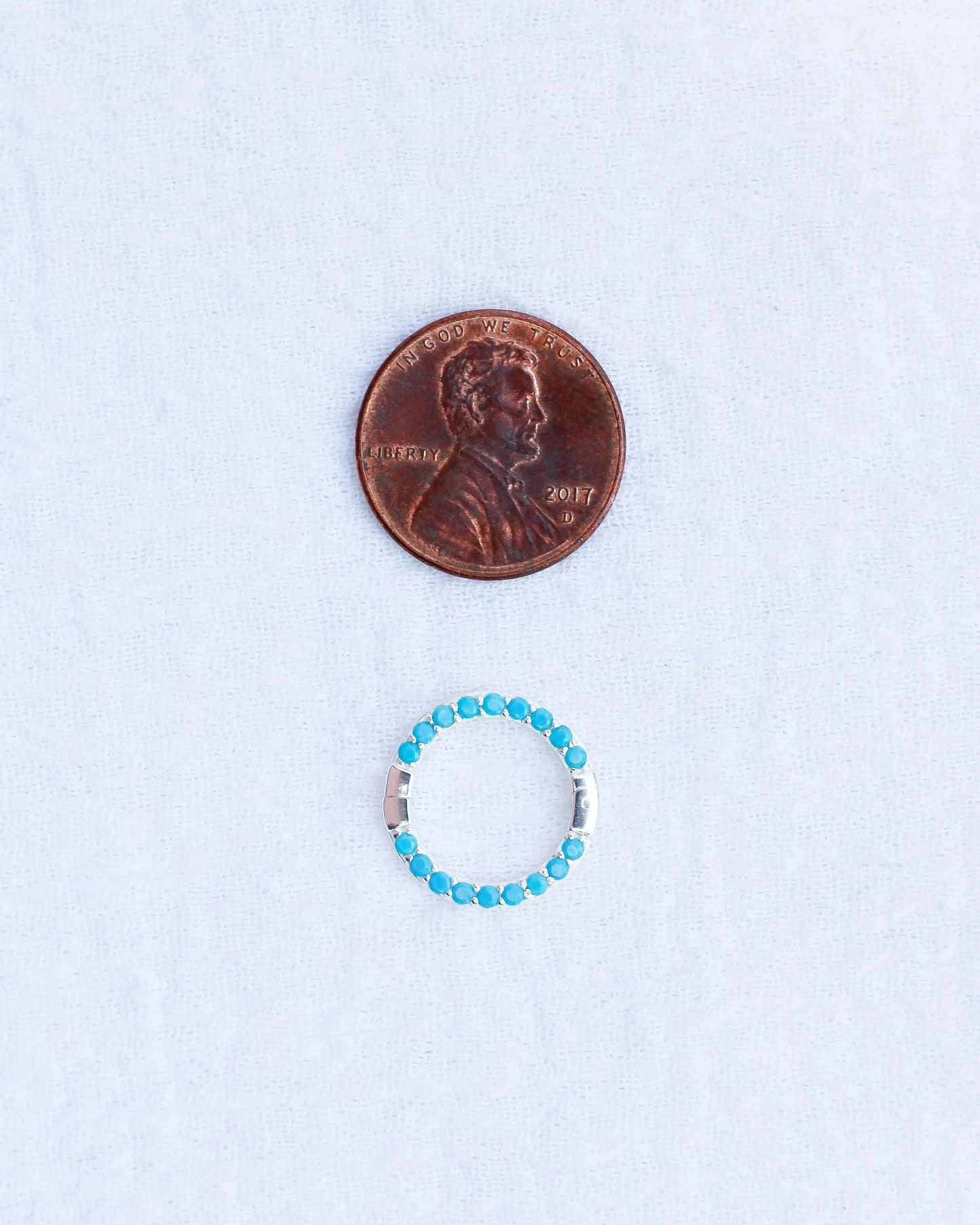 Turquoise Nano Gem Pave Circle Charm Enhancer, F08