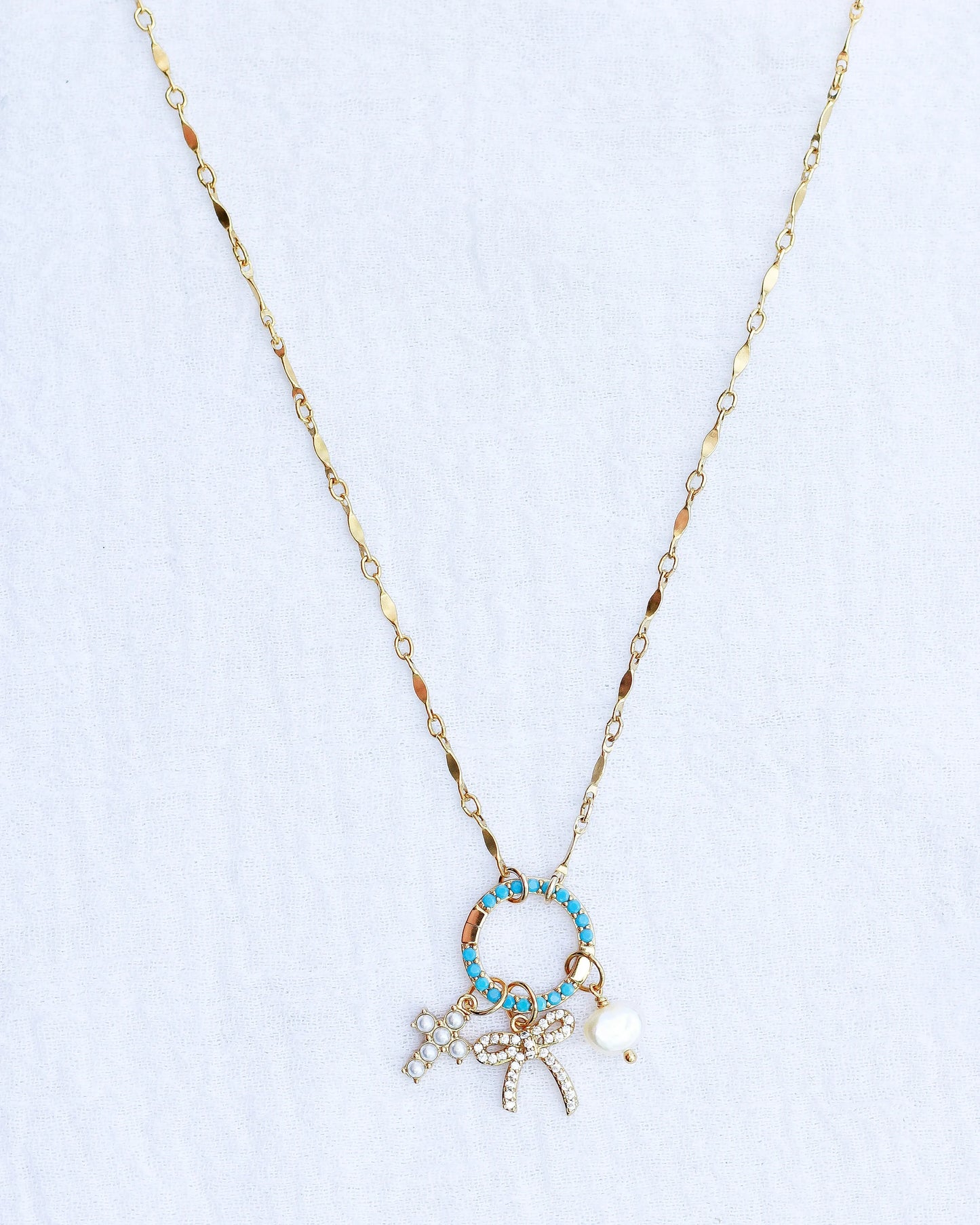 Turquoise Nano Gem Pave Circle Charm Enhancer, F08