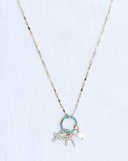 Turquoise Nano Gem Pave Circle Charm Enhancer, F08