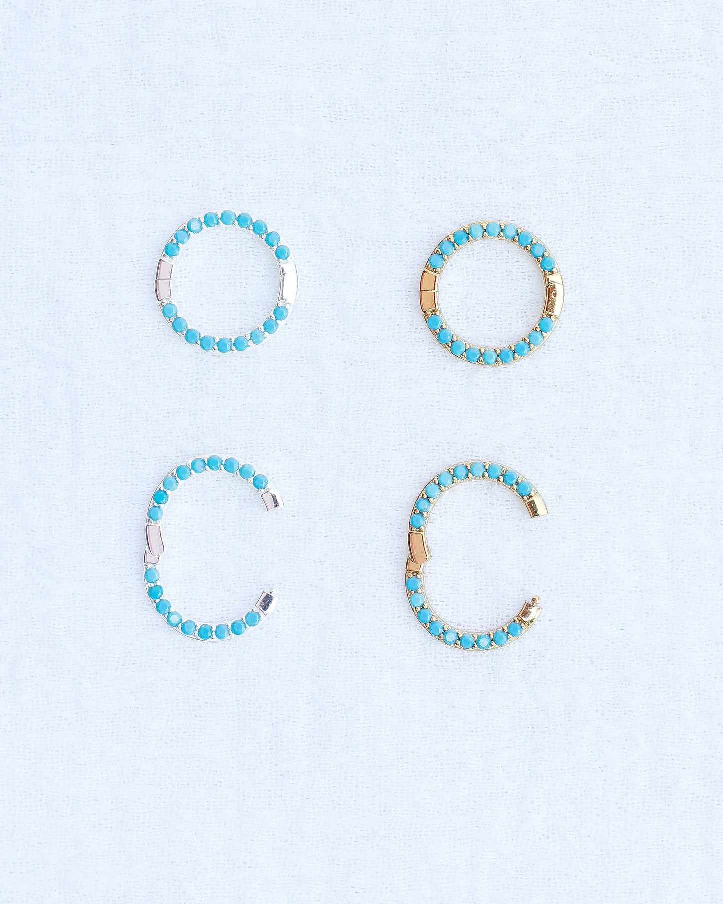 Turquoise Nano Gem Pave Circle Charm Enhancer, F08