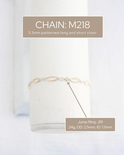 3.3mm Patterned Long and Short Mixed Metal Chain, M218