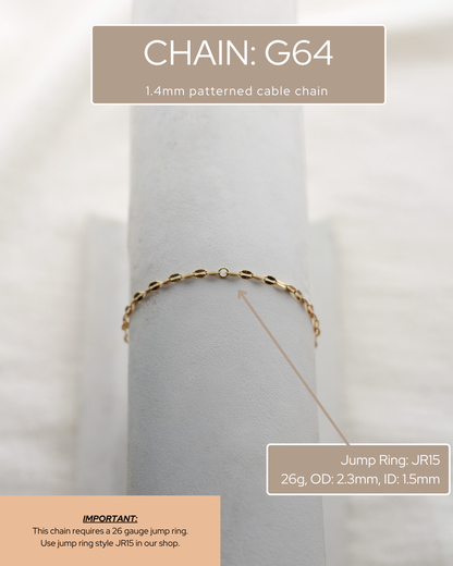 1.4mm Patterned Cable Chain, S64, G64, R64