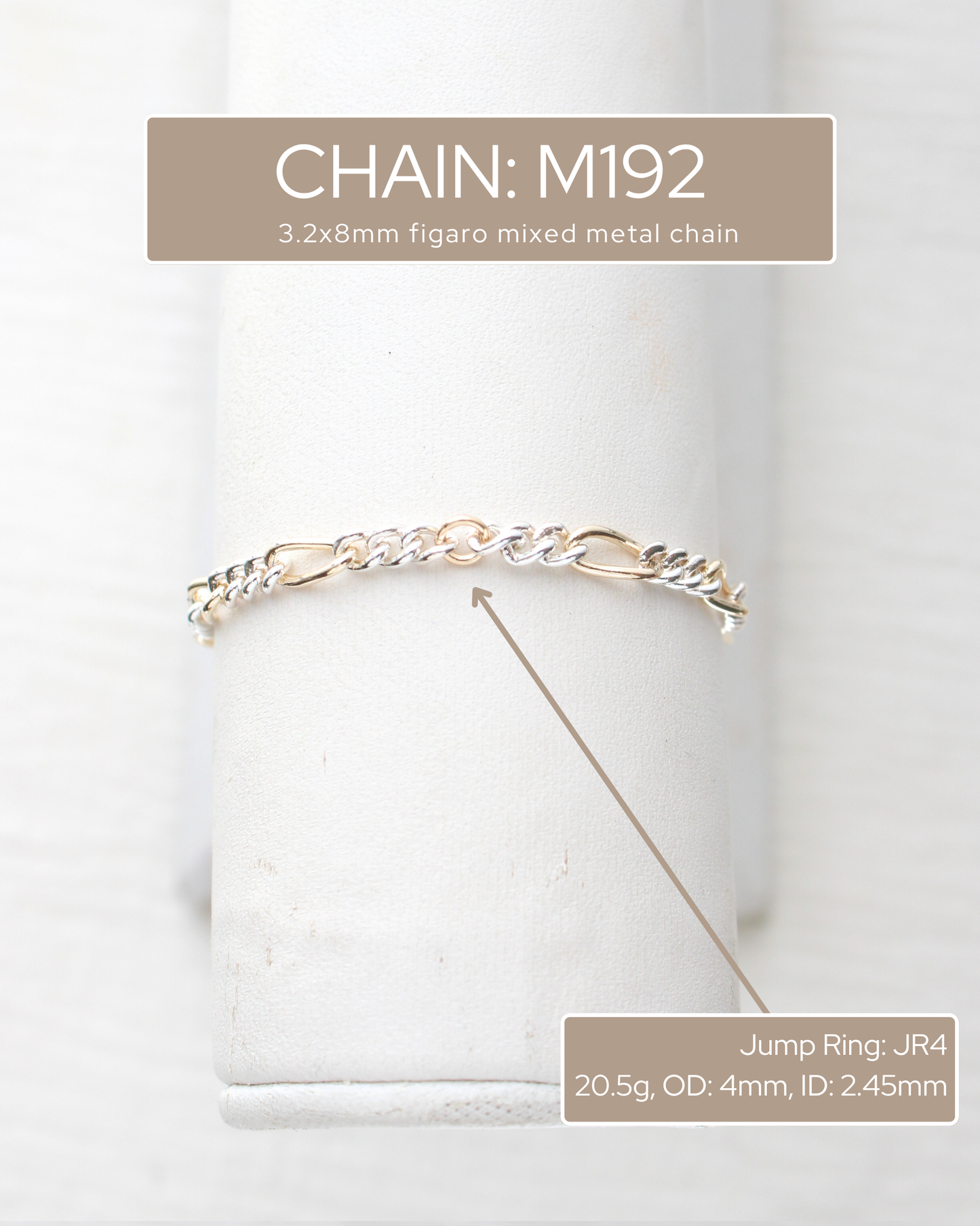 3.2mm Figaro Mixed Metal Chain, M192