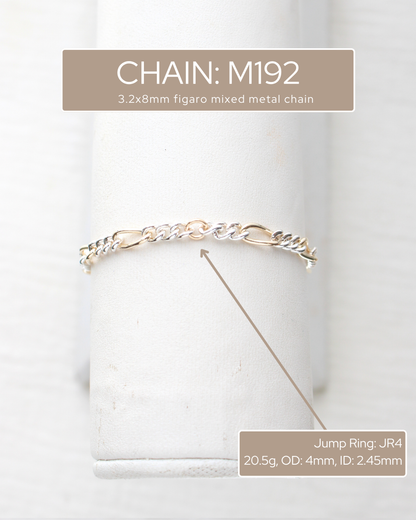 3.2mm Figaro Mixed Metal Chain, M192