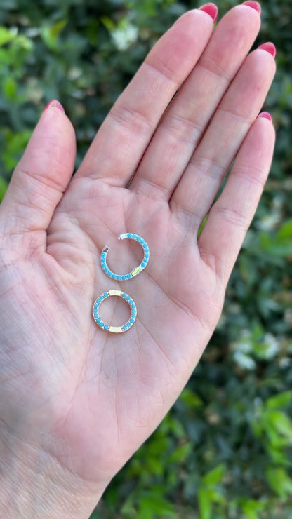 Turquoise Nano Gem Pave Circle Charm Enhancer, F08