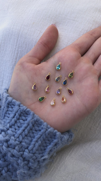 Teardrop Shaped Birthstone Charm, CH285