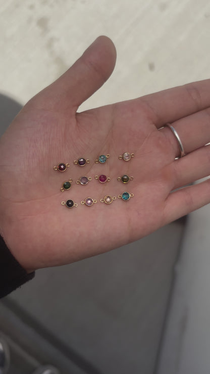 4mm Double Sided Checkerboard Birthstone Connector. CN27