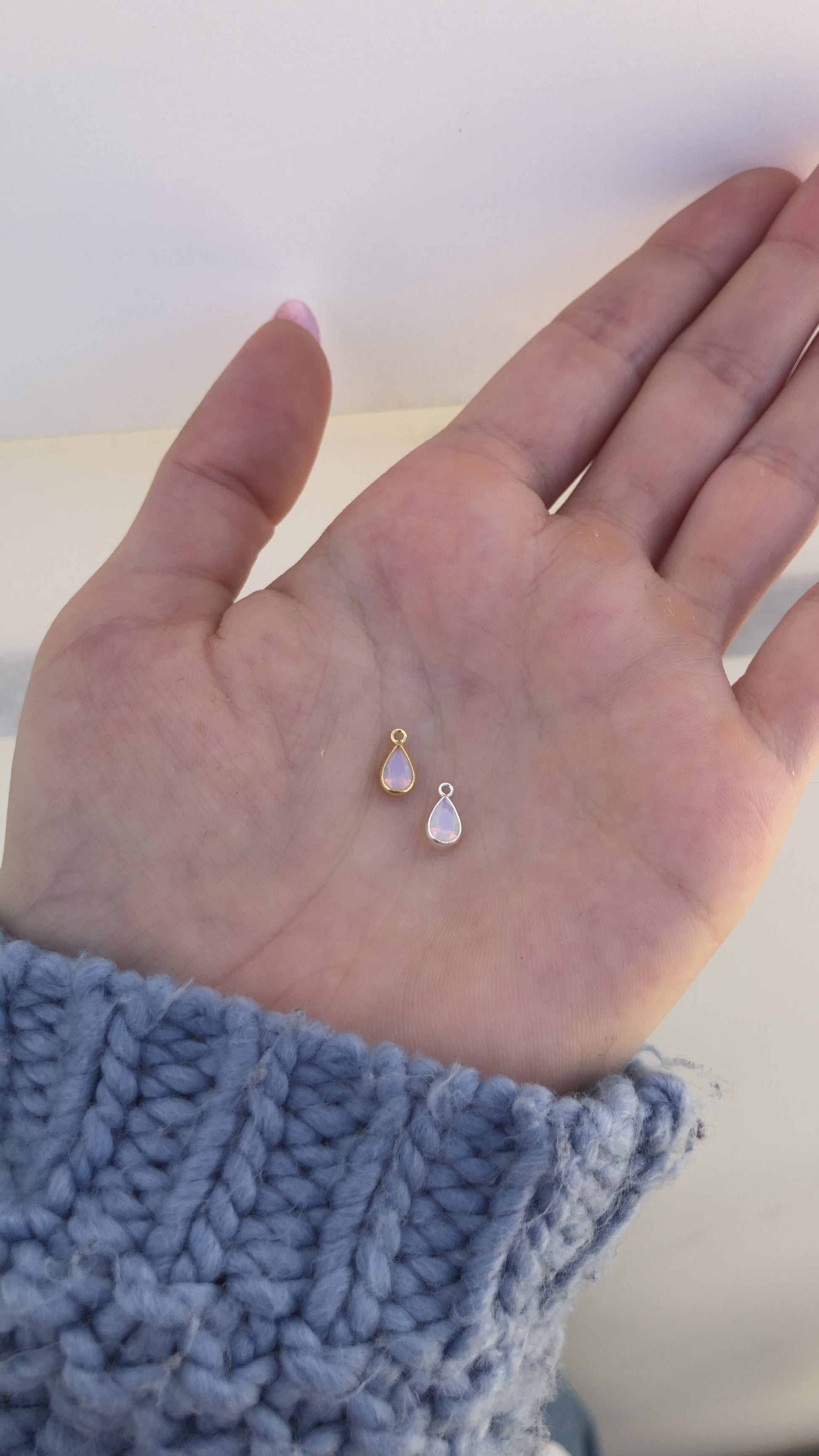 4mm White Opal Teardrop Charm, CH286