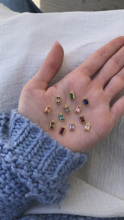 6x4mm Rectangle Birthstone Charms, CH288