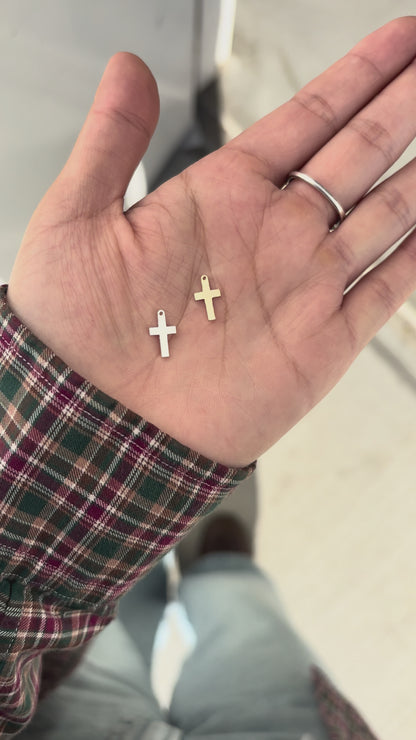 Cross charm, 14k gold filled, sterling silver, CH314