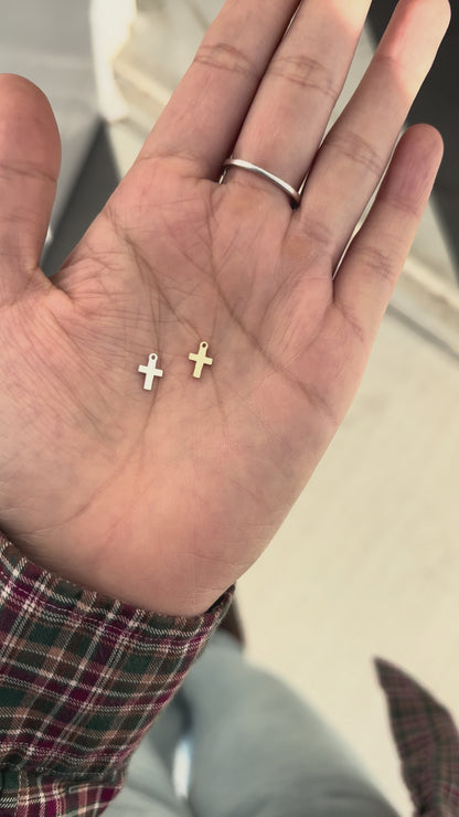 Mini cross charm, 14k gold filled, sterling silver, CH315