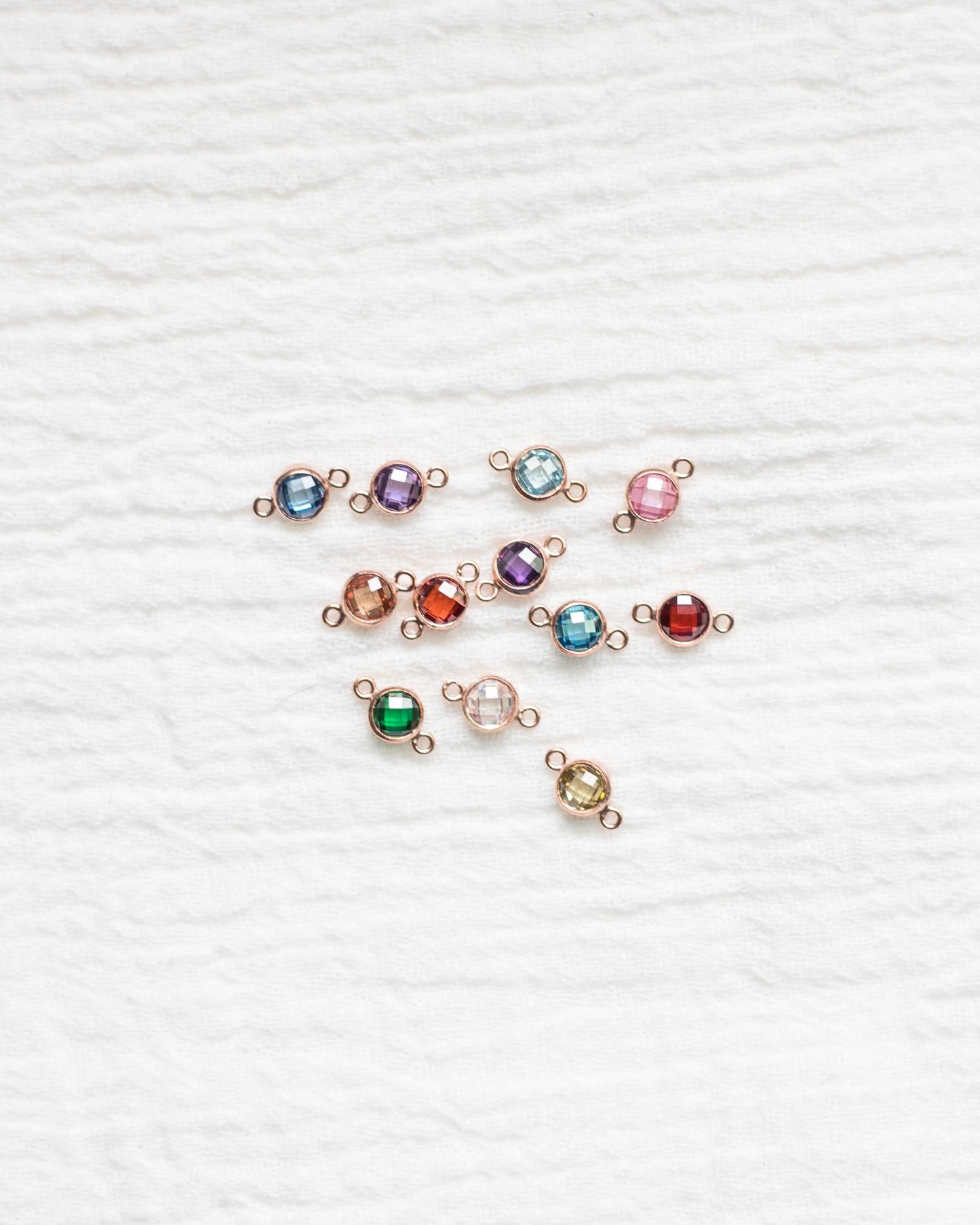 4mm Double Sided Checkerboard Birthstone Connector. CN27