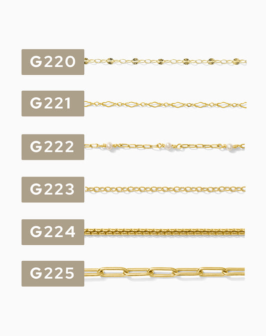 2 inch chain sample, 14k gold filled, G220 to G274, CSP200-8