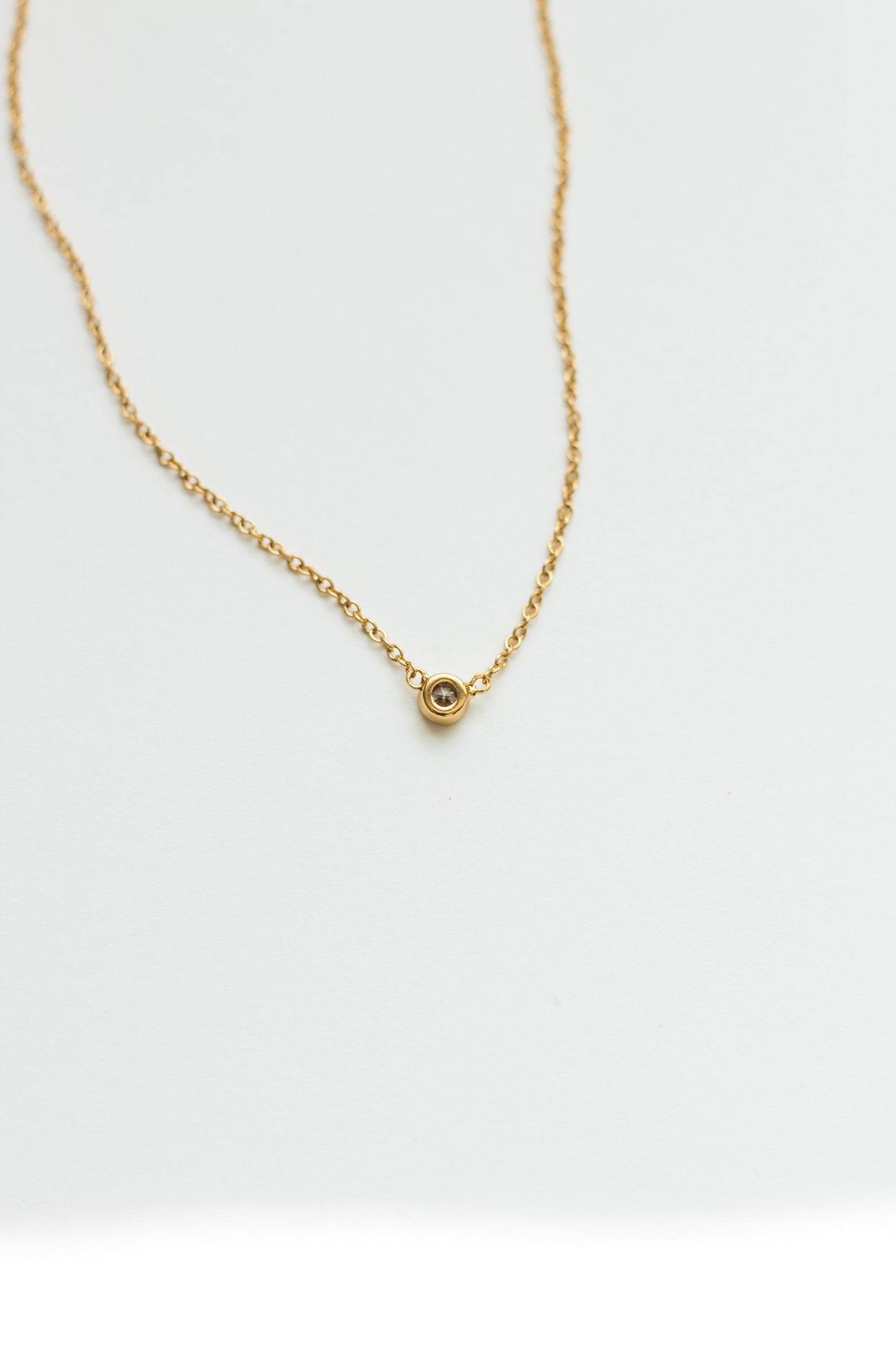 White CZ Bezel Necklace, N7