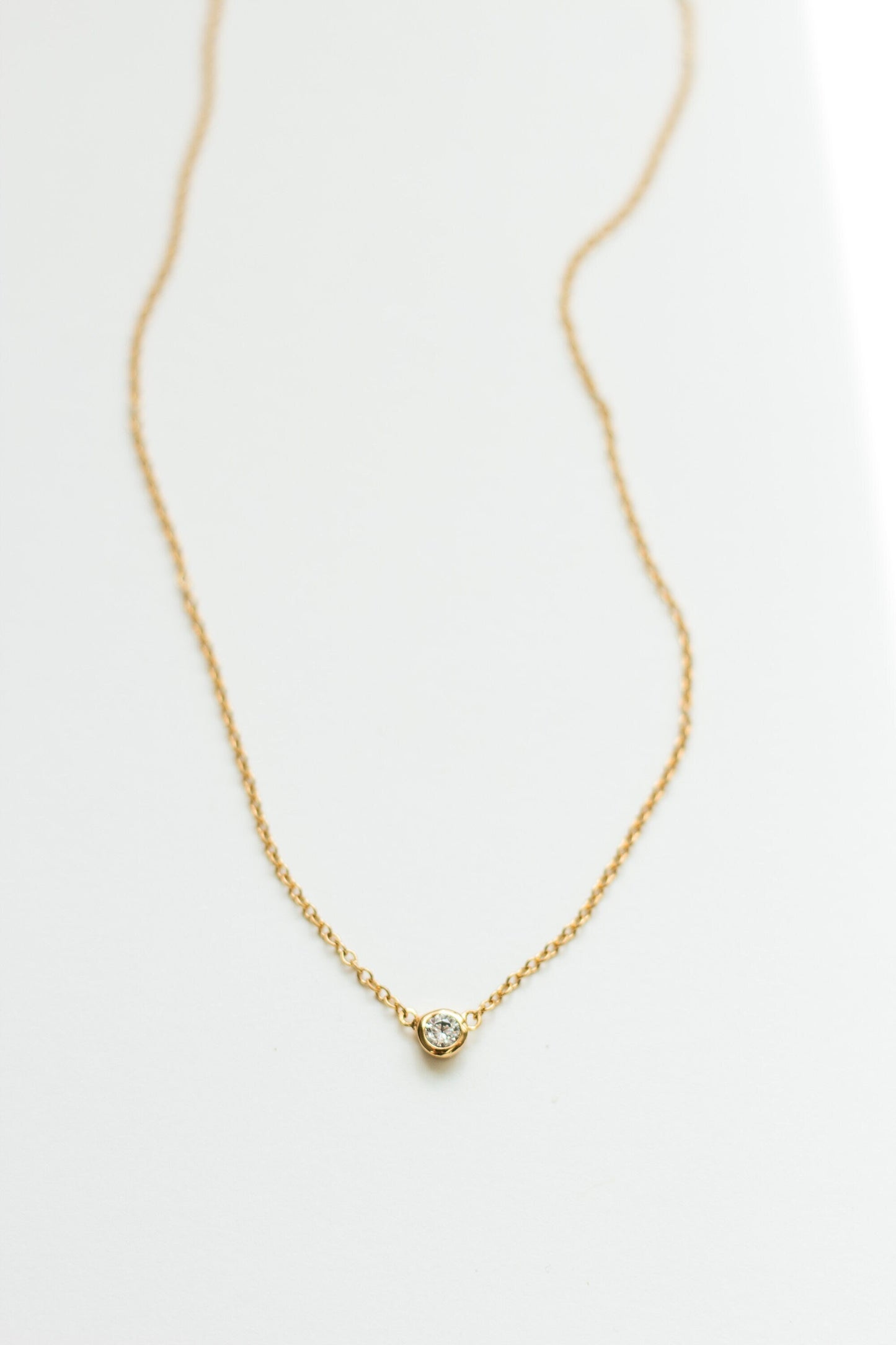 White CZ Bezel Necklace, N7