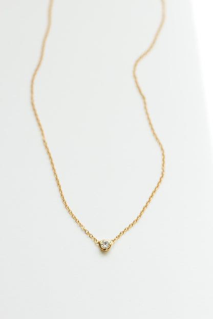 White CZ Bezel Necklace, N7