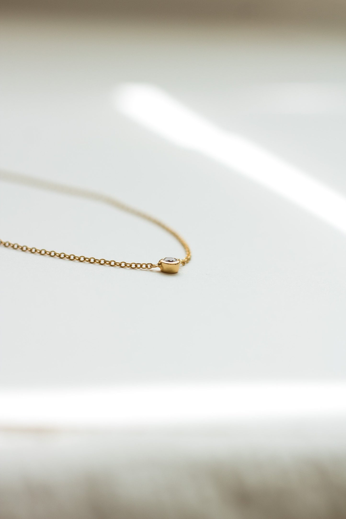 White CZ Bezel Necklace, N7