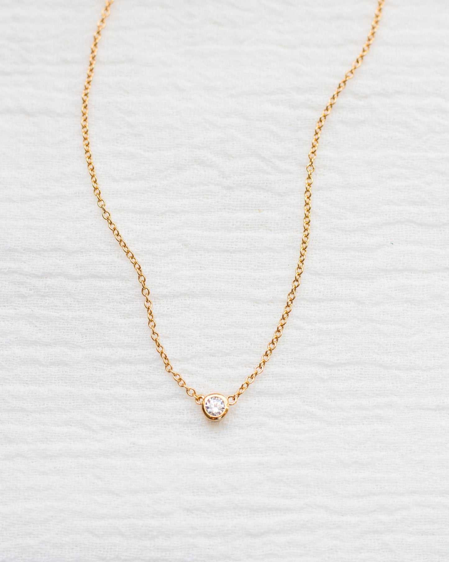 White CZ Bezel Necklace, N7
