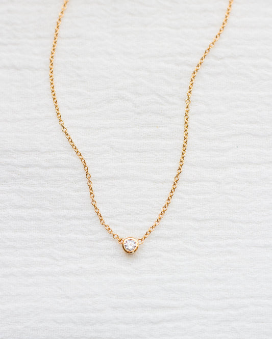 White CZ Bezel Necklace, N7