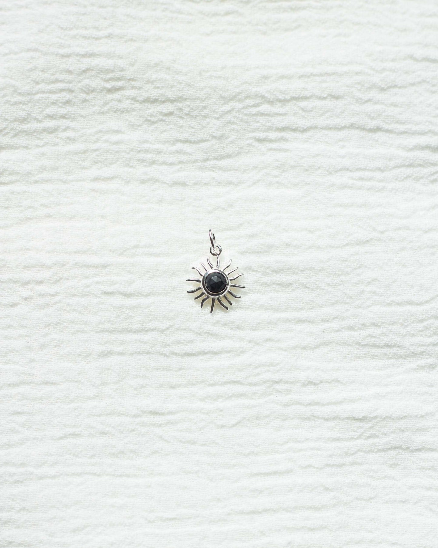 Genuine Gemstone Black Onyx Sun Pendant, CH35