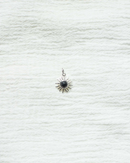 Genuine Gemstone Black Onyx Sun Pendant, CH35