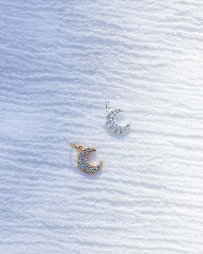 Crescent Moon Pave CZ Charm, CH52