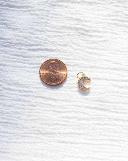 Crescent Moon Pave CZ Charm, CH52