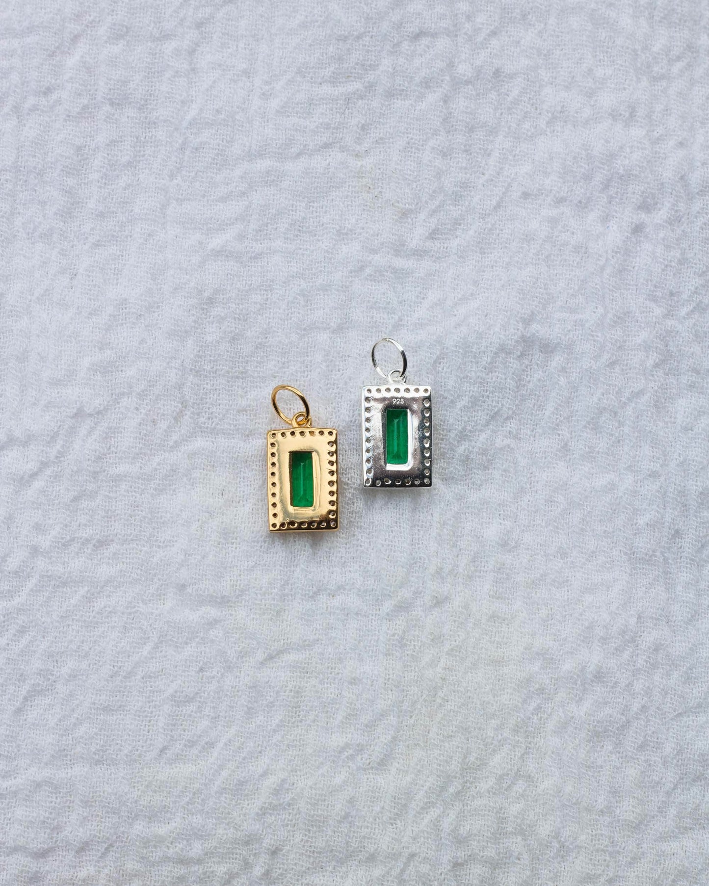 Emerald Elongated Pave Baguette Charm, CH64