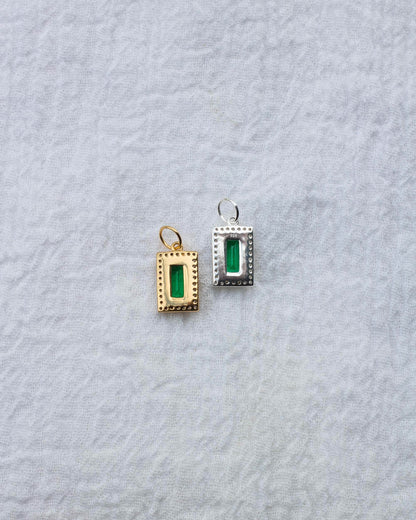 Emerald Elongated Pave Baguette Charm, CH64