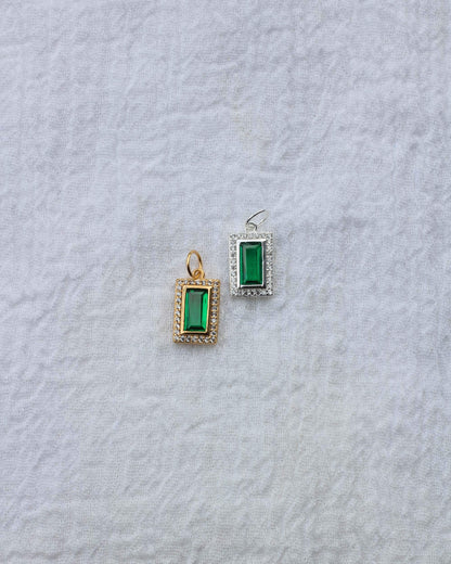 Emerald Elongated Pave Baguette Charm, CH64