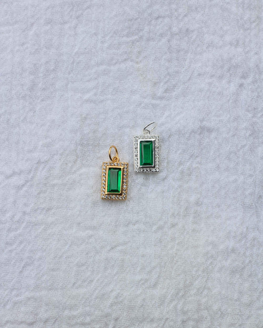 Emerald Elongated Pave Baguette Charm, CH64