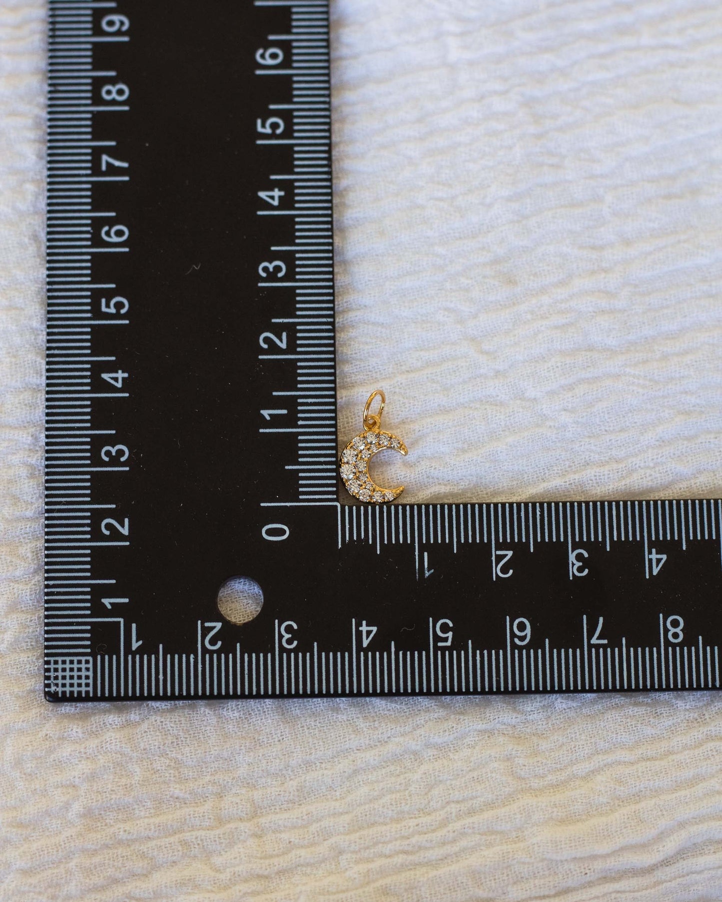 Crescent Moon Pave CZ Charm, CH52