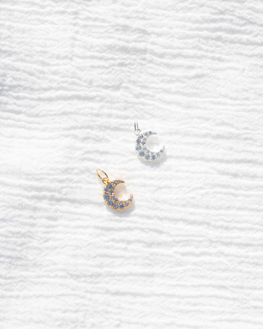 Crescent Moon Pave CZ Charm, CH52