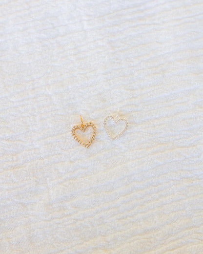 Pave CZ Open Heart Charm, CH54