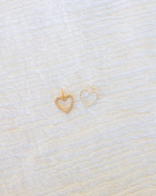 Pave CZ Open Heart Charm, CH54