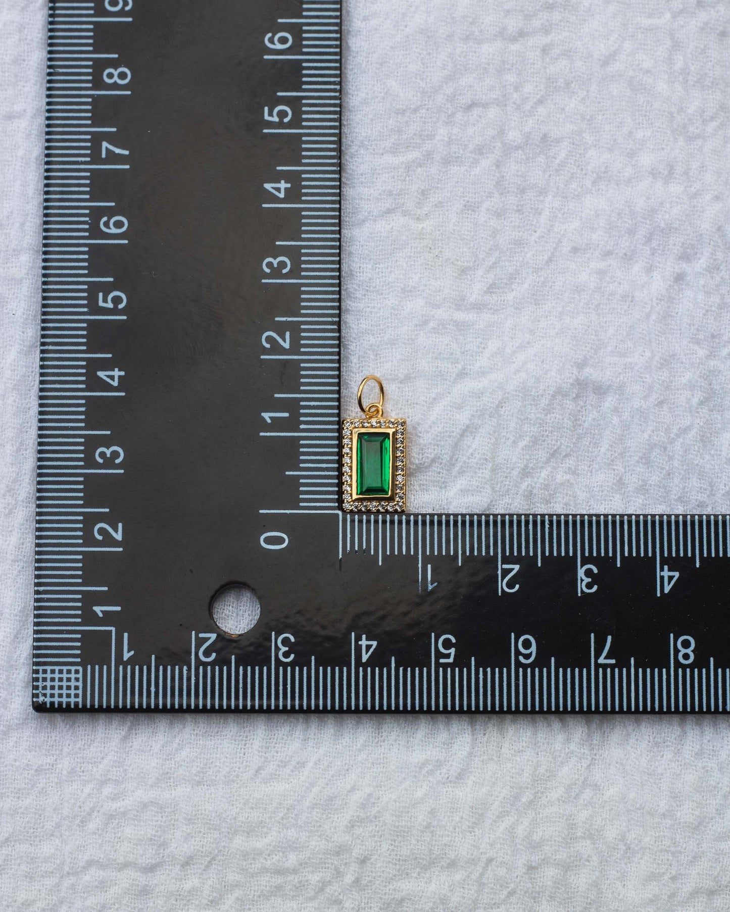 Emerald Elongated Pave Baguette Charm, CH64