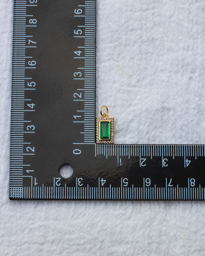 Emerald Elongated Pave Baguette Charm, CH64