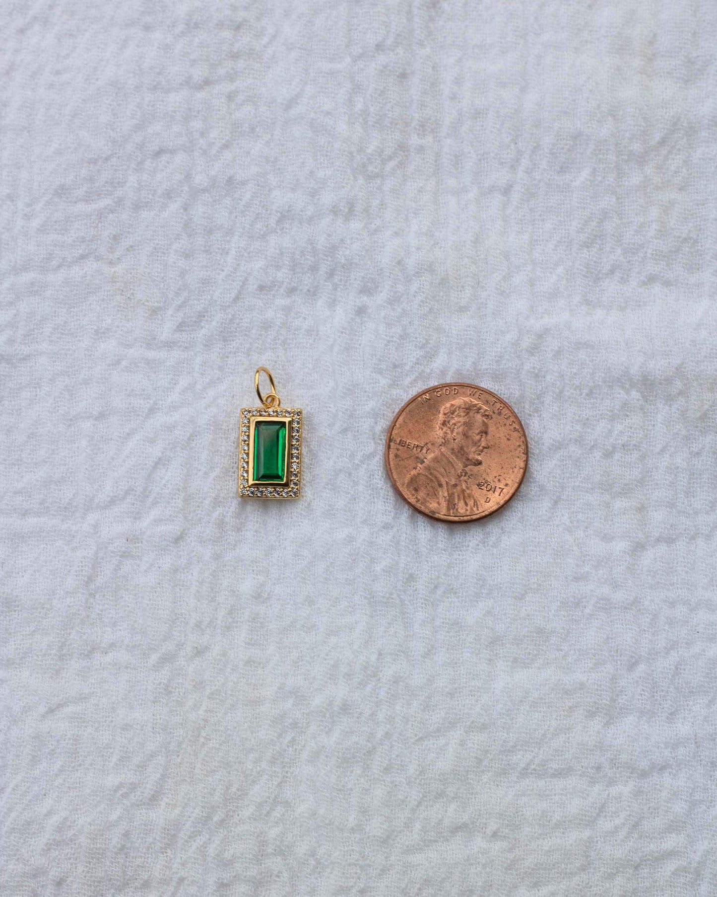 Emerald Elongated Pave Baguette Charm, CH64