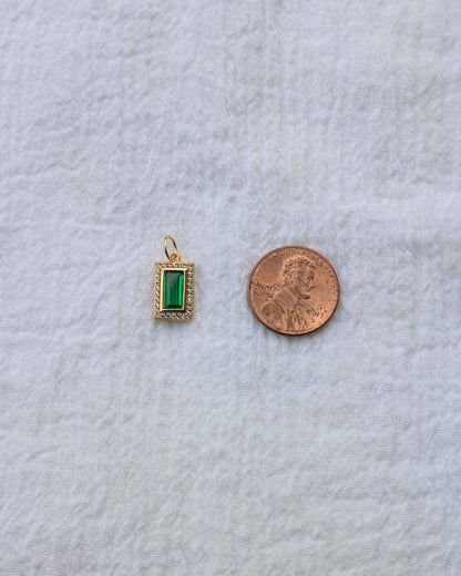 Emerald Elongated Pave Baguette Charm, CH64