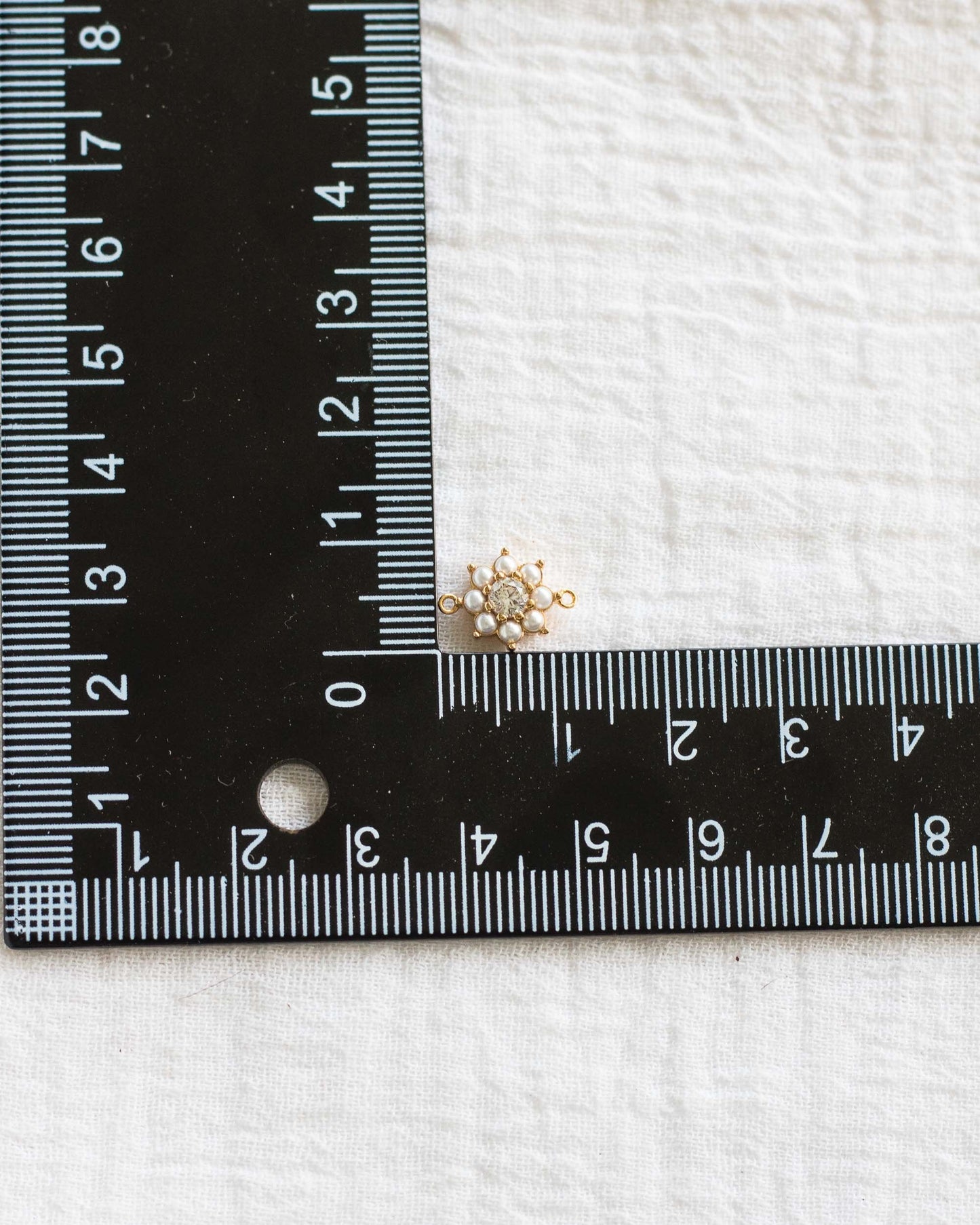 White CZ and Pearl Flower Connector, CN99