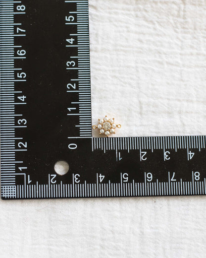 White CZ and Pearl Flower Connector, CN99
